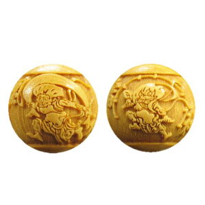 風神雷神 柘植玉 彫刻ビーズ 縦穴 18mm 【穴あり一粒売りビーズ】約4mm穴 / 天然石、パワーストーンの専門店インペリアルオーラ おしゃれ かわいい オシャレ 可愛い プレゼント ギフト 贈り物