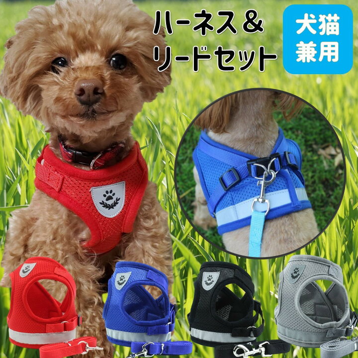 楽天市場 ハーネス 小型犬 可愛い 抜けない おしゃれ かわいい 中型犬 リード付 犬 猫 ペット 服 胴輪 犬用ハーネス 犬用胴輪 キャット ドッグ メッシュ 小型犬用 中型犬用 犬の服 猫の服 ドッグウェア 男の子 女の子 春 夏 秋 冬 黒 赤 青