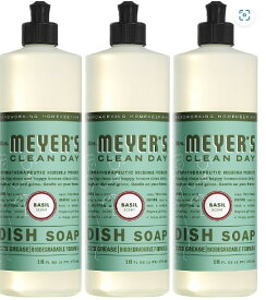 3個セット　ミセスマイヤーズ クリーンデイ(Mrs.Meyers Clean Day) 食器用洗剤 バジルの香り 473ml 16oz