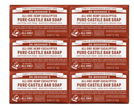 6個セット ドクターブロナー マジックソープ Pure-Castile Bar Soap 5 oz 石鹸ピュアカスティール　ユーカリ
