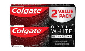 2�Z�b�g �R���Q�[�g �`���R�[���z���C�g�j���O 119g 2�{�Z�b�g �z���C�g�j���O �������� Colgate Optic White Charcoal Toothpaste for Whitening Teeth with Fluoride Cool Mint 4.2oz (2 Pack)