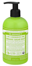 ドクターブロナー オーガニック シュガーソープ Lemongrass Lime　12OZ　レモングラスライム　355ml