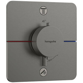 15583340　ハンスグローエ Hansgrohe　シャワーセレクトコンフォートQ　シャワーサーモスタット埋込式混合水栓　2アウトレット 155/155（化粧部）（ブラッシュドブラッククロム）