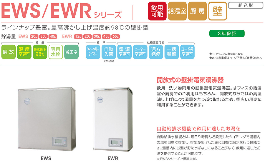 楽天市場】EWS20CNN115C0 イトミック 小型電気温水器 EWSシリーズ 壁掛