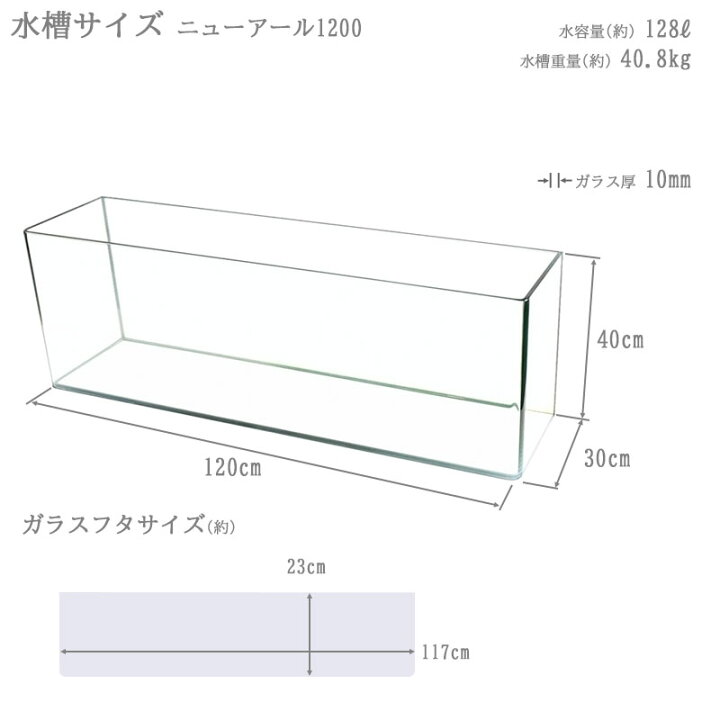 楽天市場】水槽 120cm ガラス水槽【120×30×40cm 128L】ニューアール 