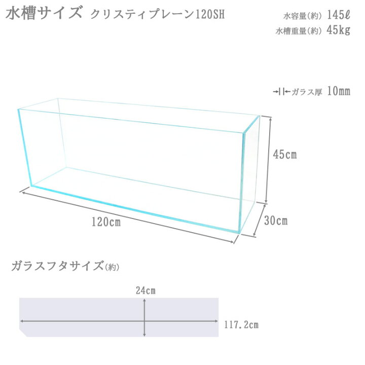 楽天市場】水槽 120cm ガラス水槽【120×30×45cm 145L】クリスティ 