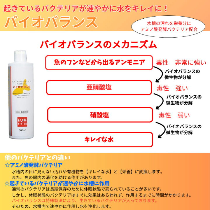 楽天市場】バイオバランス 【500ml】 アクアシステム バクテリア 浄化 