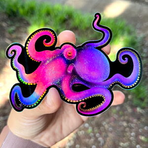 �y���K�A���i�zlazycoffeedesign Octopus Kraken Sticker / holographic