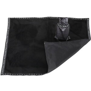 【ハロウインナイト】プロ用 滑り止め付き タロットクロス 星座シンボルの飾り縁 厚手のベルベット (タロットクロス)ポーチのセット タロット占い、ルーン占い、星占いなどの占い