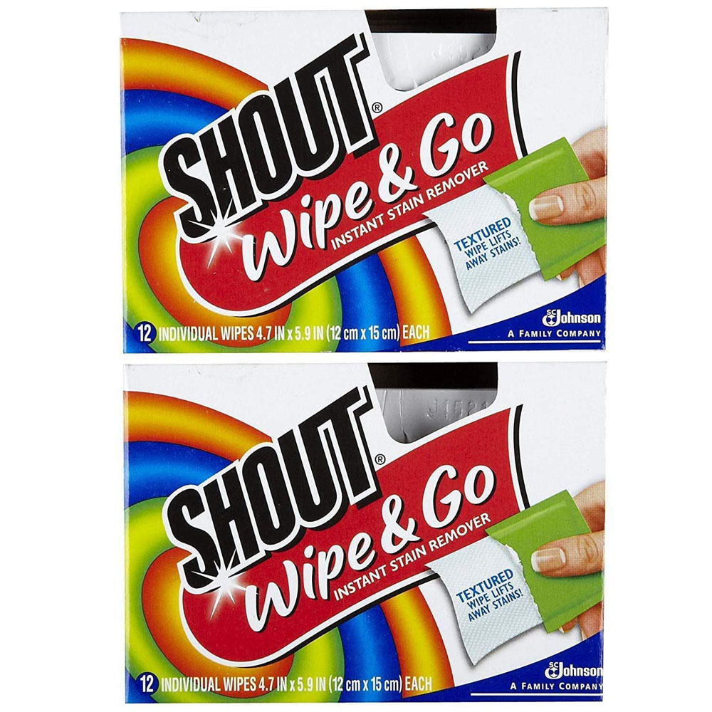 Shout 超定番 タイムセール WipeGo シャウト 携帯用シミ落としシート12枚×2個 持ち運び可能 個包装