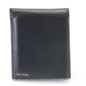 美品 ポールスミス レザー 二つ折り 財布 本革 コンパクト ウォレット ブラック 黒 紳士 メンズ EHM K15-4