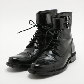 ルイヴィトン レザー ショート ブーツ FA0121 モンクストラップ 替え紐付 7 26cm 相当 レースアップ 靴 ブラック 黒 メンズ EEM Y7-7