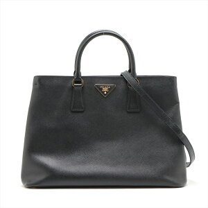 PRADA プラダ サフィアーノ 三角ロゴプレート ネイビー シルバー金具  