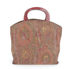 エトロ イタリア製 ペイズリー ラインストーン ビジュー 装飾 レザー ハンドバッグ トート トップハンドル レディース ECE CN10-1