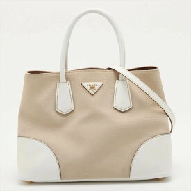 美品 プラダ サフィアーノ レザー カナパシティ トライアングルロゴ 2WAY ハンドバッグ 斜め掛け ショルダー レディース MMM DJ53-9