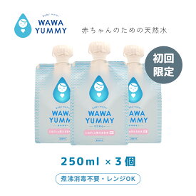 [お一人様一回限り] 3個500円 調乳水 赤ちゃん パウチ 水 車載 純水 飲料水 天然水 防災 ワワヤミー 250ml 3個 国産 軟水 煮沸消毒不要 軽量 コンパクト 持ち運び 電子レンジ対応 新生児 妊婦 マタニティ 安心 安全 災害 備蓄水 ベビーウォーター 手軽 おすすめ 人気