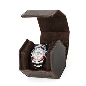 一本用 六角形 本革腕時計ロール 腕時計収納ボックス 1本用 レザー防水 耐衝撃 時計ケース 収納 腕時計の持運び 旅行 携帯に