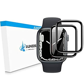 AUNEOS ガラスフィルム Apple Watch series 8 用 保護フィルム アップルウォッチ series 8 / 7 対応 apple watch 45mm 適用 強化ガラス＋炭素繊維製 独創の二重構造 3D全面保護 浮き防止 高感度