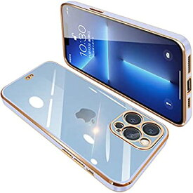 iPhone13 Pro Max ケース クリア 透明 アイフォン13pro max カバー スマホケース 全面保護 耐衝撃 TPU ソフト 薄型 メッキ加工 ストラップホール付き 落下防止（パープル）