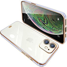 iPhone11 ケース クリア 透明 アイフォン11 カバー スマホケース 全面保護 耐衝撃 TPU メッキ加工 シリコン スリム 薄型 ストラップホール付き 落下防止（パープル）