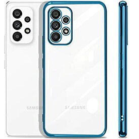 SAMSUNG Galaxy A53 5G ケース クリア 薄型 耐衝撃 SC-53C SCG15 透明 カバー 軽量 TPU メッキ加工 ソフトケース 人気 保護カバー(ブルー)