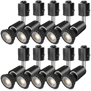 ダクトレール用スポットライト E26口金 LED電球付き 60W形相当 5.5W ライティングバー用ライト ライティングバー用器具 LEDスポットライト+ダクトレール用器具セット (ブラック 電球色, 10個セ