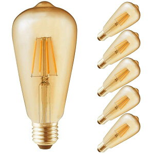 �y���������zST64 �t�B�������g LED�d�� �G�W�\�������v E26���� (4W) 40W�`���� �d���F����2700K �L�z���^�C�v 360�x���� ���F �N���V�b�N ���g���d�� �V�����f���A�pLED�d�� ������Ή� (6��)