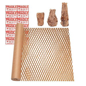 緩衝材 引っ越し用 食器梱包材 ハニカム紙 輸送用緩衝材 割れ物の注意シール12枚付き 回収可能素材 環境に優しい 食器 ガラス器 ギフトラッピングなどに最適 50cm×10m