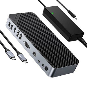 �y���������z20-in-1 USB-C �h�b�L���O�X�e�[�V���� 4��ʑΉ� 2��DP HDMI& VGA���� 10Gbps USB-C/5Gbps