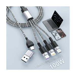 �y���������z�y2026�V���f���z3in1 �[�d�P�[�u�� 100W�}���[�d USB-C�{USB-A to USB-C�^Lightning�^Micro-U
