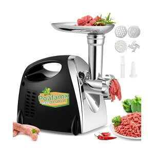 【送料無料】ミンサー 電動 3/5/7mm3種カットプレート付き 直径2.1cmソーセージノズル付き ミンチ機 ひき肉機 肉挽き/腸詰め/みじん切り/野菜ひき/味噌作り 豆挽き機 ステンレス鋼 水洗い 日本