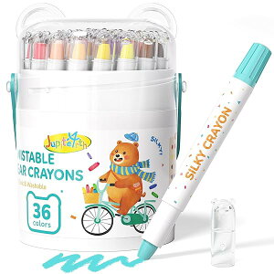 【送料無料】クレヨン 36色 クマタイプ パステルカラー 繰り出し式 かわいい 持ちやすい 手汚れない 折れにくい 安全 無毒 水で落とせる 塗り絵 落書き お絵描き 絵の具 セット 小学生 赤ち