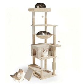 【送料無料】キャットタワー 大型猫 シニア猫 猫タワー 超厚い15mm木材使用 据え置き 多機能