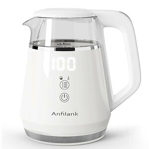 【送料無料】電気ケトル 温度調節 湯沸かしケトル ガラス 1.0L 二重構造 触れても熱くない 12時間保温 メモリー機能 急速沸騰 PSE認証済み お手入れ簡単 メーカー (ホワイト)