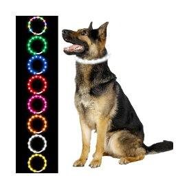 【送料無料】光る首輪 犬 USB充電式 4つ発光モード 20分充電で最長7時間使用可能 70cm サイズ調