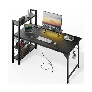 【送料無料】ゲーミングデスク コンセント付き 幅120CM 棚付き 収納 モニター台付き パソコンデスク pcデスク オフィスデスク 学習机 作業机 computer desk ??? おしゃれ 組立簡単 黒