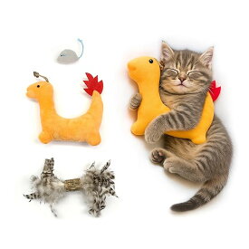 【送料無料】猫用おもちゃ 3個セット ? キャットニップ入りぬいぐるみ＆羽根付きマタタビ