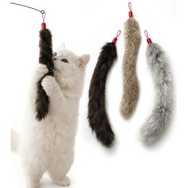 【送料無料】猫じゃらし 猫 おもちゃ 3個交換 ねこじゃらし 人気 3色天然兔毛 猫じゃらし 1本