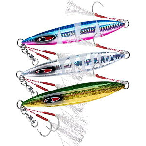 【送料無料】(ゴチュール) メタルジグセット 夜光 スロージギング オフショア ショート タチウオ 真鯛 ヒラマサ ブリ マグロ カンパチ ルアー 50g 3色セット