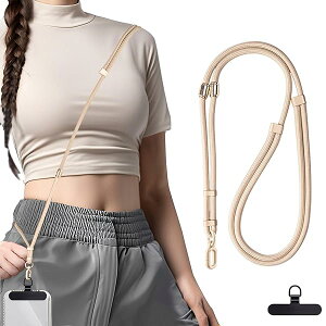 【送料無料】3in1 スマホショルダー 斜めがけ首掛け肩掛け 携帯ストラップスマホストラップ 7mm ナイロンロープ長さ調節可能 3機能一体型製品 1本+ストラップホルダー ステンレス製1枚入り