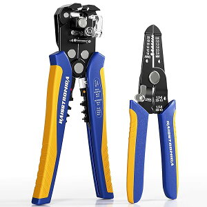 【送料無料】ワイヤーストリッパーツールセット、10-24 AWG 自動調整&手動、電子機器修理、電気配線、DIYプロジェクト用の高耐久性電気ワイヤーストリッパー