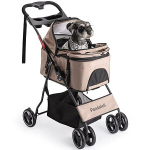 【送料無料】ペットカート ベビーカー 犬 バギー:小型犬 中型犬 猫 多頭 カート 4輪 軽量コンパクト 飛び出し防止リード2本付き 前輪360°回転 後輪ブレーキ付き 折りたたみ 組み立て簡単 耐