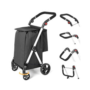 【送料無料】ショッピングカート 4輪 70L 買い物 カート 保冷 軽量 ショッピングキャリー 静音 折り畳み 安定 大容量 買い物 ピクニック 旅行に最適 高齢者(ブラック)