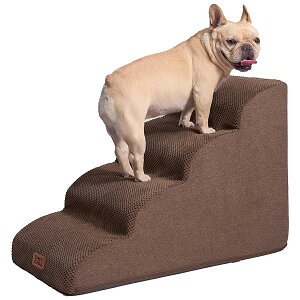【送料無料】犬階段 4段 ブラウン ドッグステップ ペット階段 滑り止め付き 洗える カバー取り外し(4段,ブラウン)