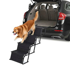 【送料無料】ペット ステップ 犬用踏み台 犬 階段 ドッグステップ 犬 ステップ 犬用階段 折りたたみ式ペットラダー ステンレス製骨格 + オックスファブリック 80kg 耐荷重 り止め加工 固定ク