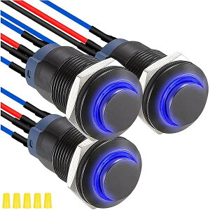 �y���������z3���� 12mm ���b�`���O����LED�v�b�V���{�^���E�X�C�b�` �����������V�F�� IP65�h�� 12V 24V 3A DC SPST 2�ʒu�Z���t���b�N��ON OFF�X�C�b�` �z���ς݃��C���[�Ɣz���L���b�v�t�� ��