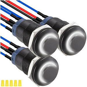 �y���������z3���� 12mm ���b�`�����FLED�v�b�V���{�^���X�C�b�` ���F�����V�F�� IP65�h�� 12V 24V 3A DC SPST 2�ʒu�Z���t���b�N��ON OFF�X�C�b�` �z���ς݃��C���[�Ɣz���L���b�v�t�� �� �{�[�g�p