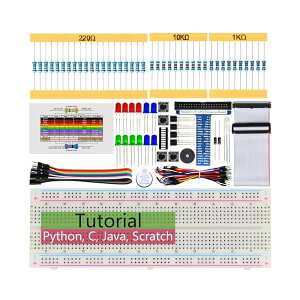 【送料無料】Raspberry Pi 5 / 4B / 3B+ / 400 / Zero 2 W 向けの基本スターターキット、383ページの詳細なチュートリアル、Python C Java Scratch Processingコード、146種類の部品