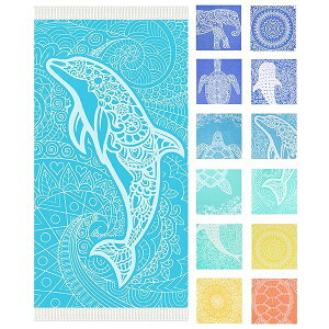 【送料無料】トルコ綿ビーチタオル 軽量 吸水速乾 バスルーム バス プール スイムタオル 特大サイズ 砂なしタオル ビーチアクセサリー 必需品 クラウドギフト ドルフィン