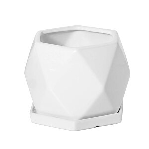 【送料無料】陶器鉢 植木鉢 白 おしゃれ 観葉植物 皿付き プランター 鉢 底穴付き 部屋 飾りプランター インテリア シンプル 15cm ホワイト